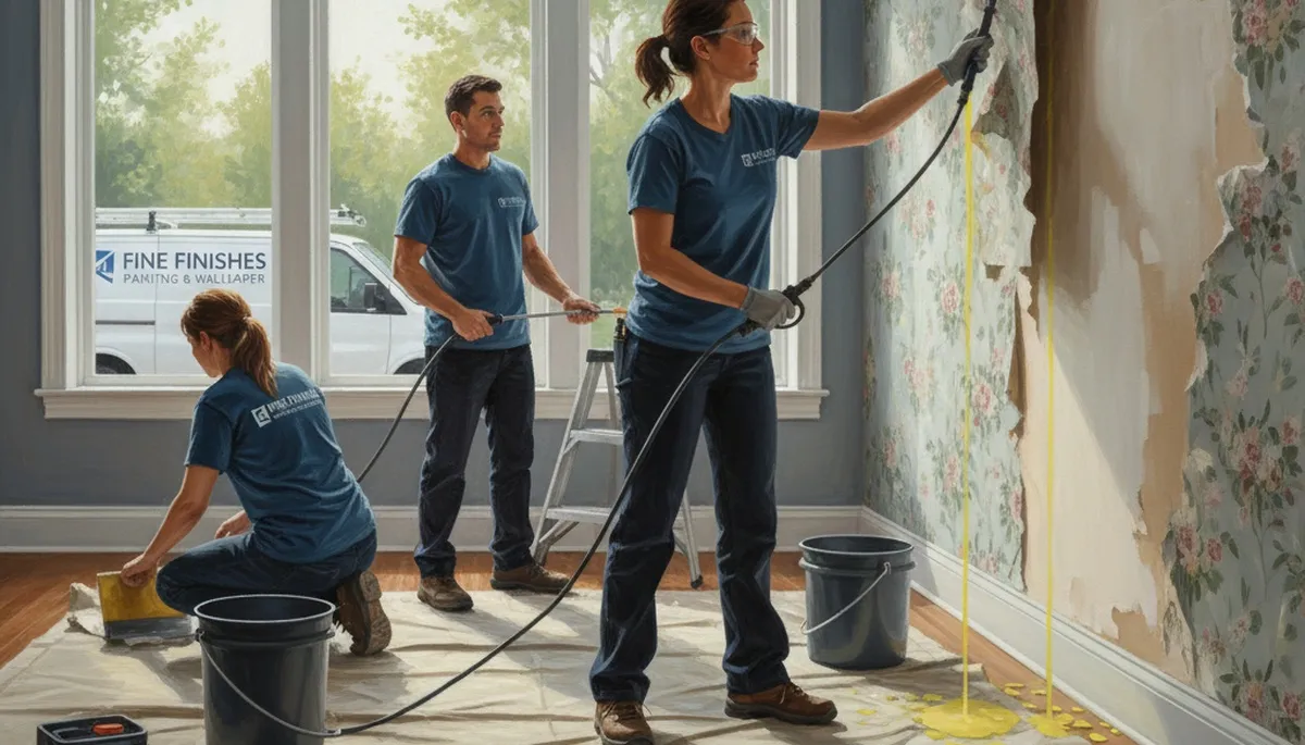 Wallpaper removal service in Allen, TX by Allen Paint Pros for clean wall prep